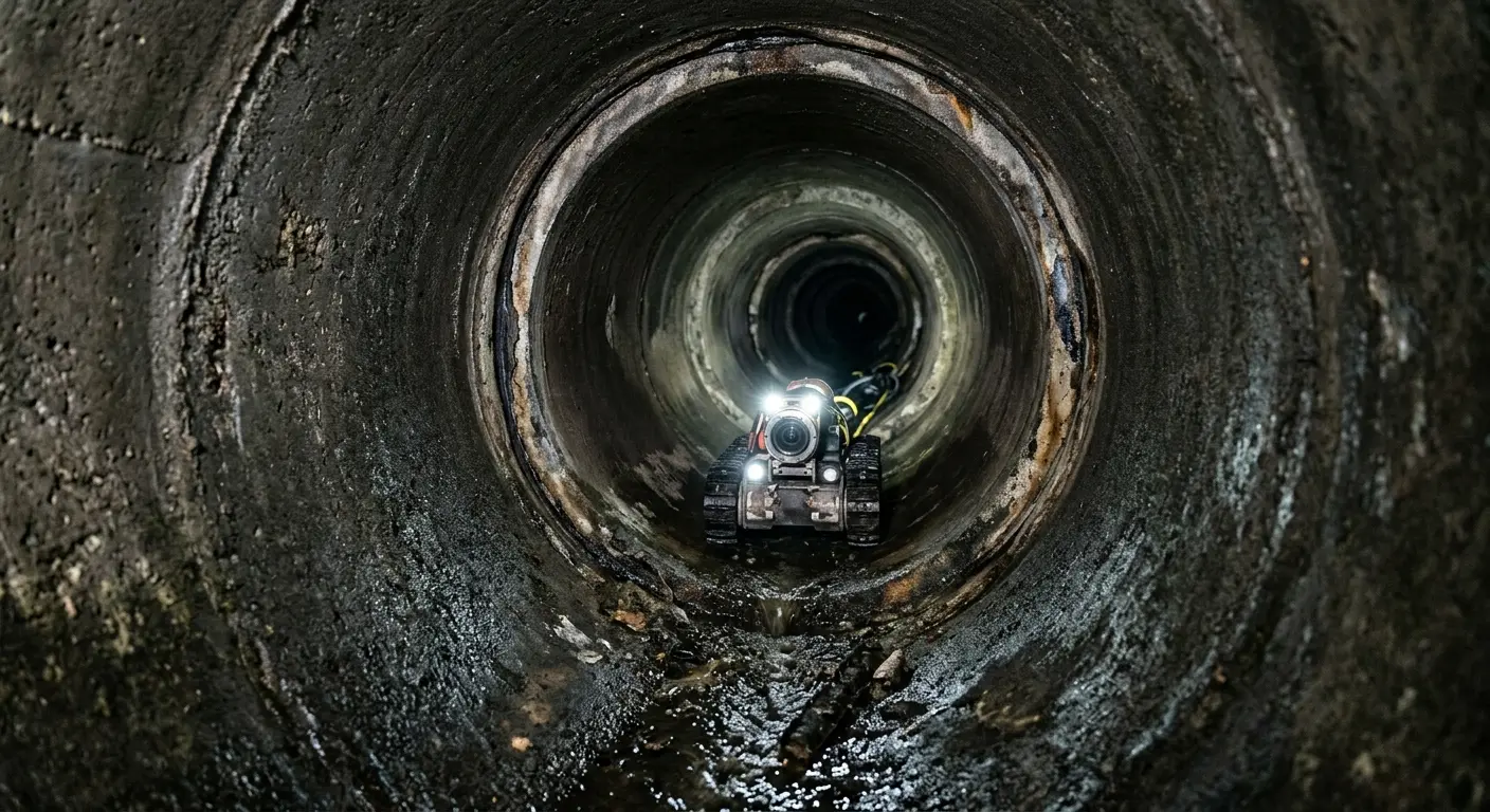 Robotic sewer camera inspecting pipe interior for Sewer Line Repair in Litchfield